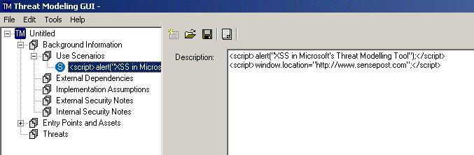 XSS strings in MS Threat Modeller XSS strings in MS Threat Modeller