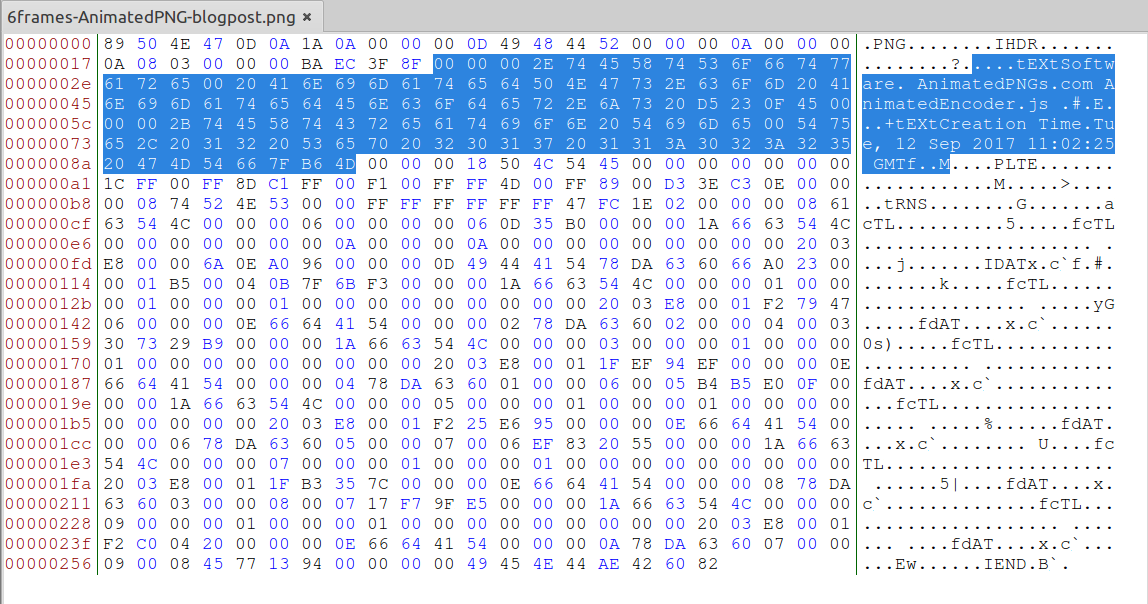 Removing metadata from an APNG image.